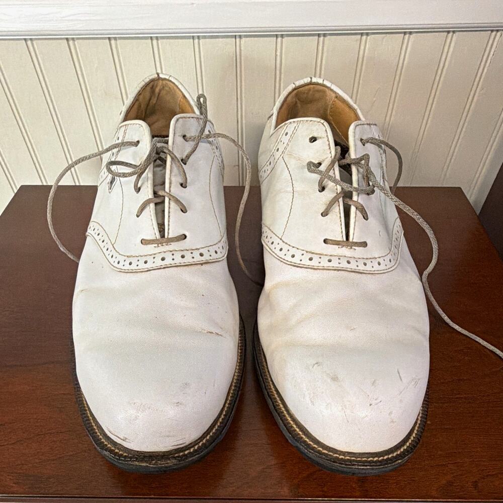 FootJoy DryJoys 57001 White Leather Golf Oxford Lace-Up Shoes Mens 12 M